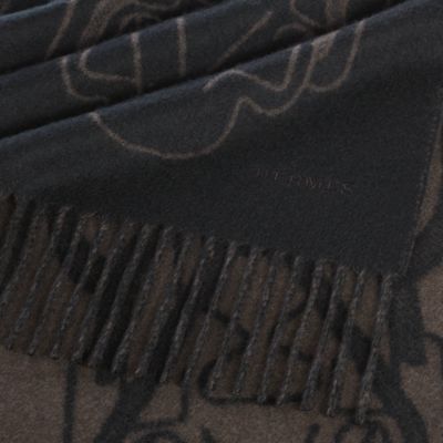 HERMES 黒 メンズ　マフラー【ブラック】 メンズ, ネクタイ・スカーフ・マフラー, マフラー＆カレ